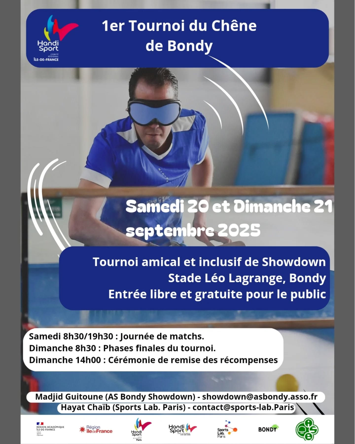 Rendez-vous les 20 & 21 septembre au stade Léo Lagrange à Bondy pour le 1er tournoi du chêne de Bondy 😀

📍Stade Léo Lagrange, Bondy
👉 Gratuit