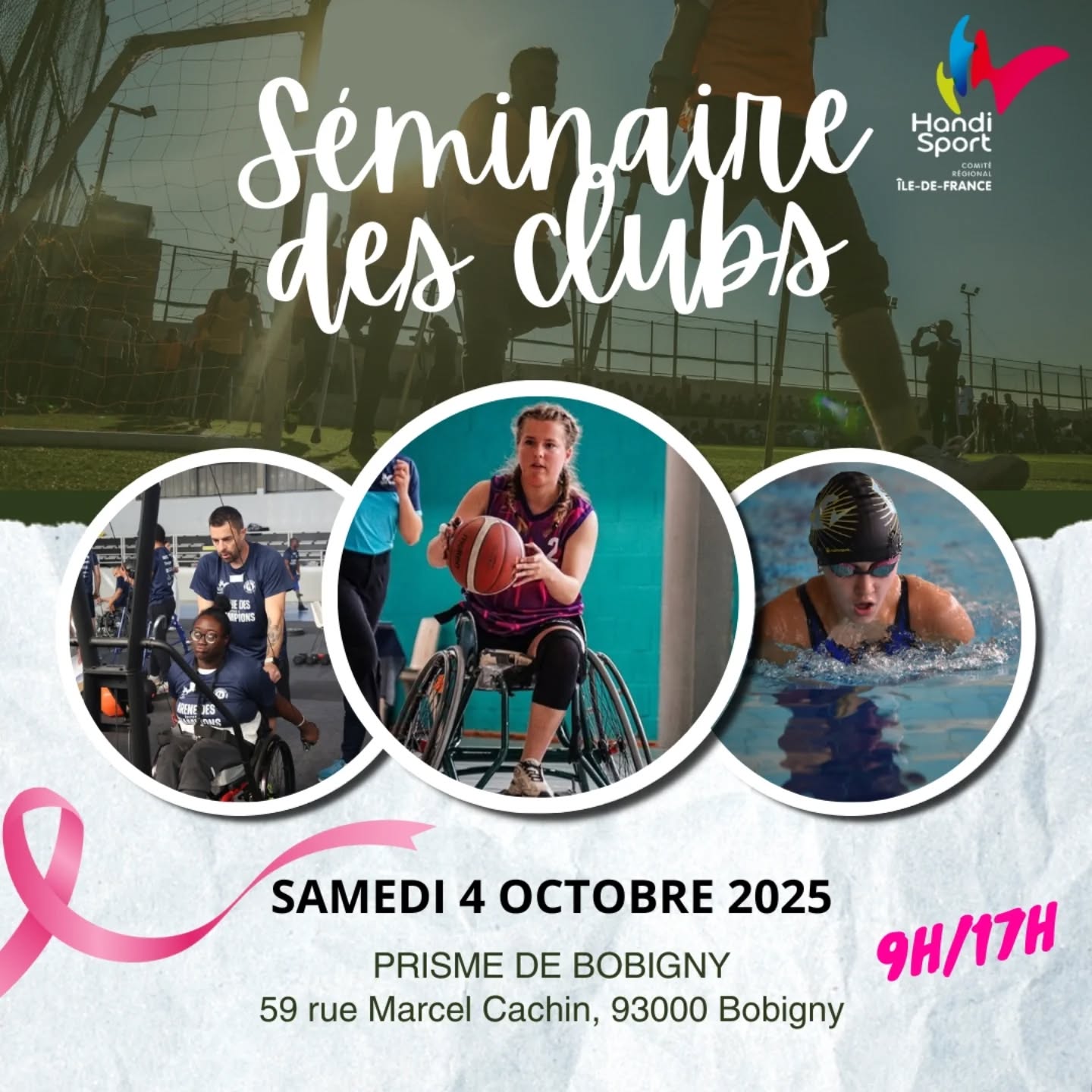 Rendez-vous le 4 octobre pour le séminaire des clubs au PRISME 🤩

#handisport